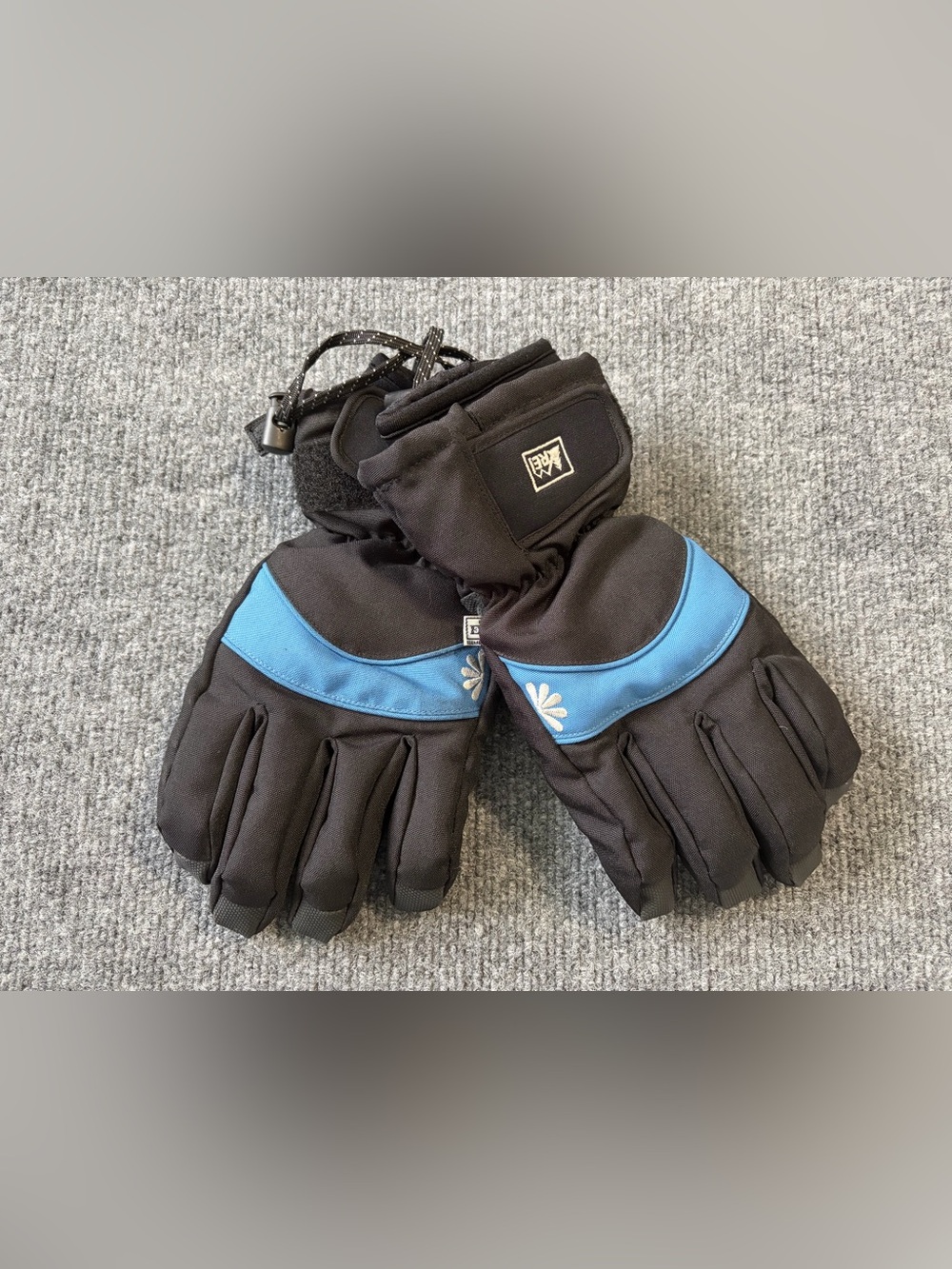 REI Women’s Winter Ski Snow Gloves Size S Black Blue Insulated Water Resistant